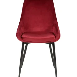 Chaise salle à manger en velours rouge - Ben