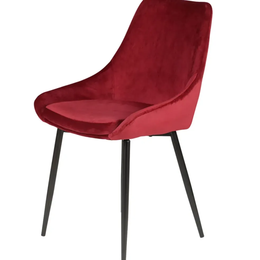 Chaise salle à manger en velours rouge - Ben