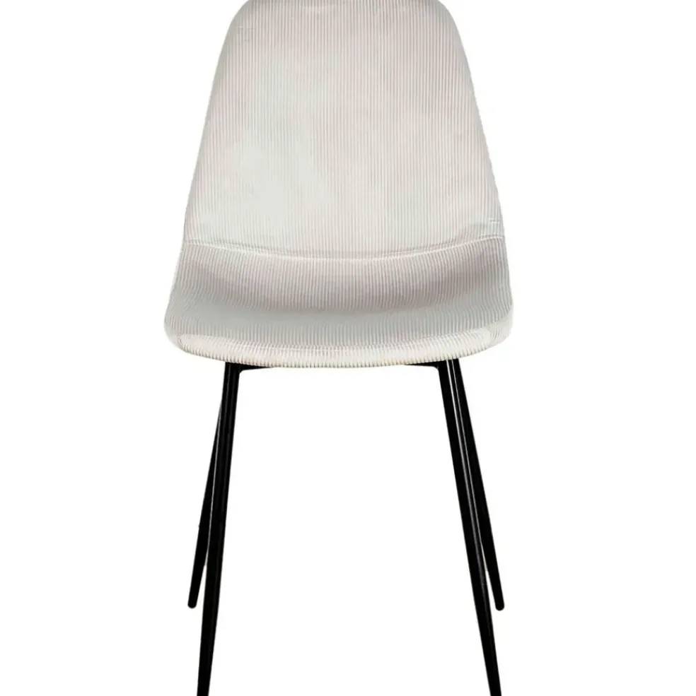Chaise salle à manger en velours cotelé gris clair - Julia