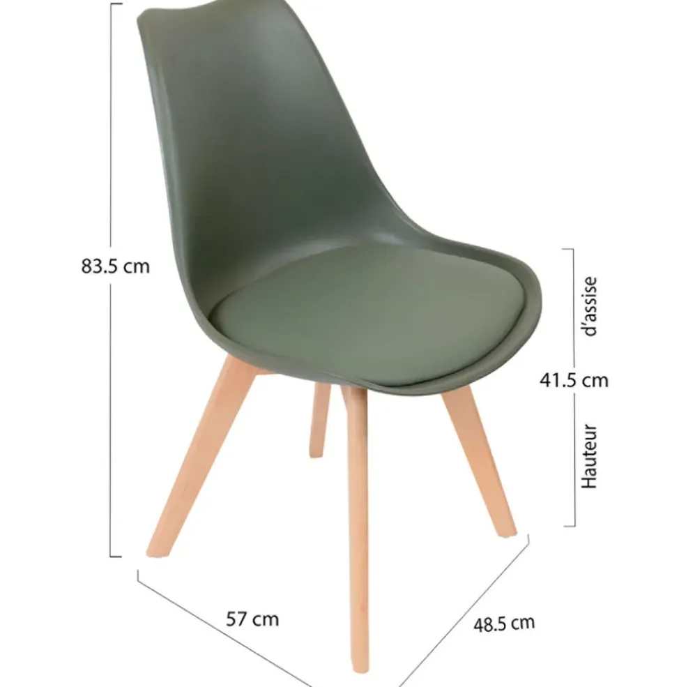 Chaise salle à manger scandinave kaki - Samantha
