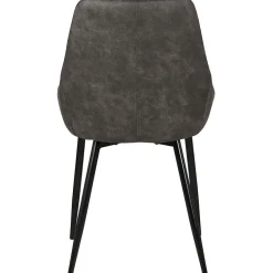 Chaise salle à manger tissu effet daim gris foncé - Ben