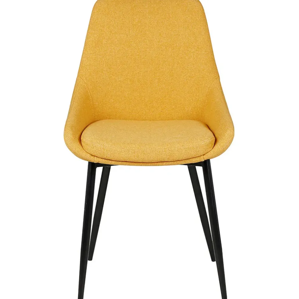 Chaise salle à manger tissu moutarde - Ben