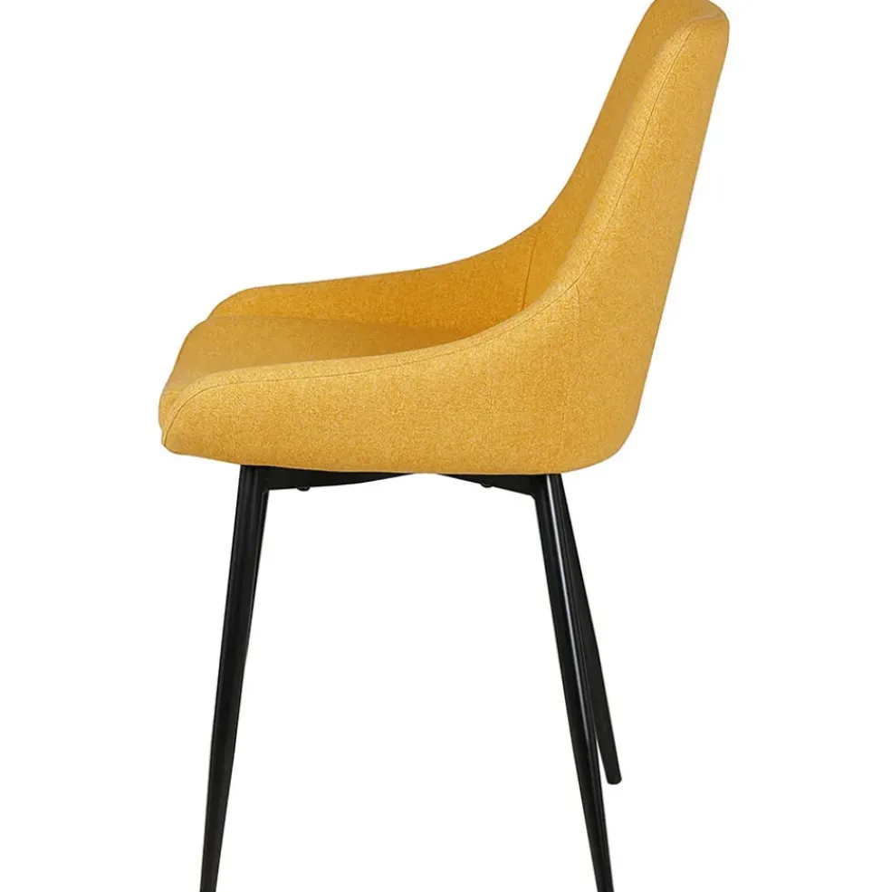 Chaise salle à manger tissu moutarde - Ben