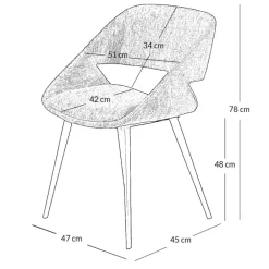 Chaise salle à manger velours côtelé écru - Alma