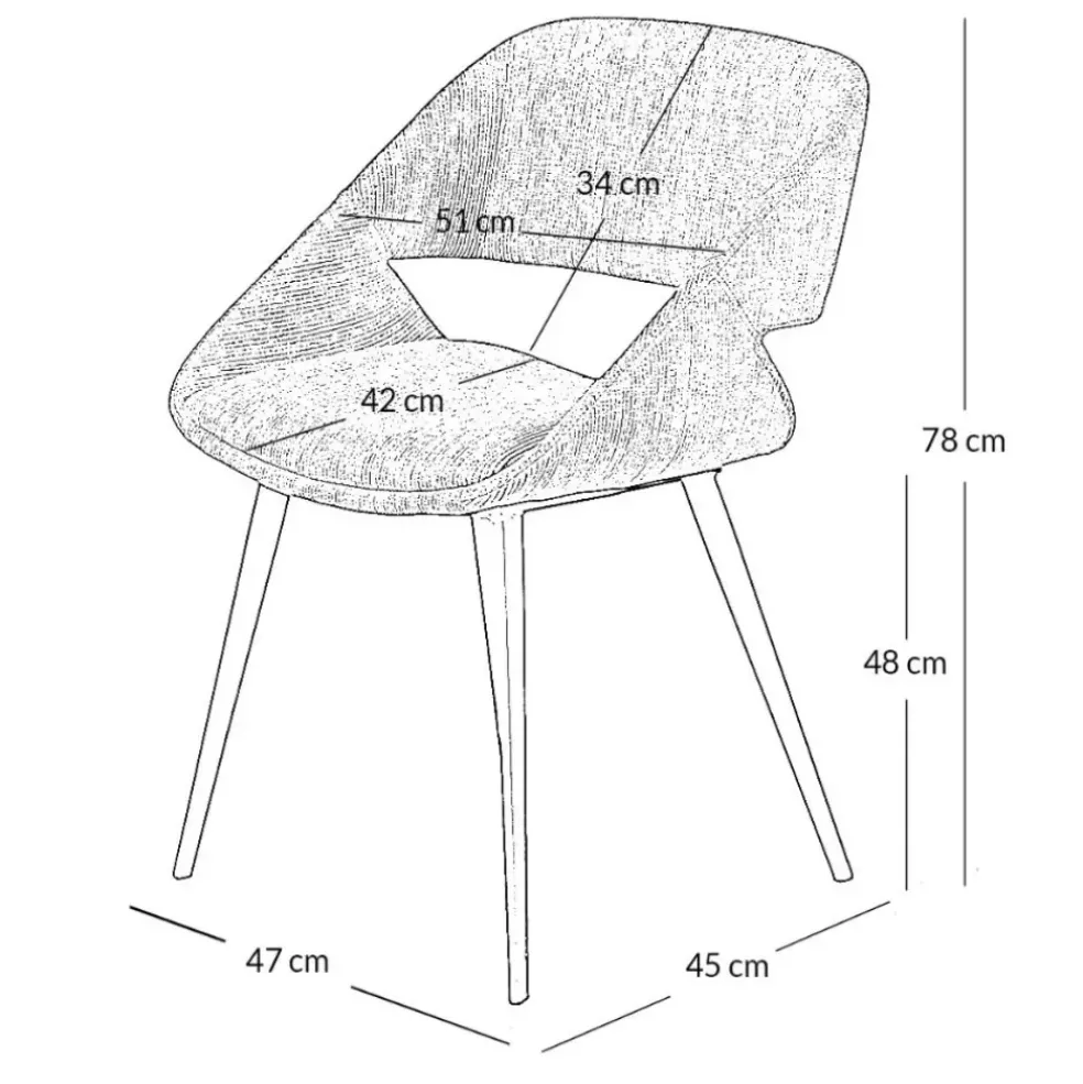 Chaise salle à manger velours côtelé écru - Alma