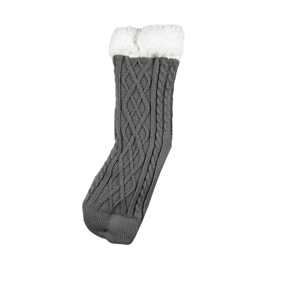 Chaussettes torsadées gris charbon - Elza