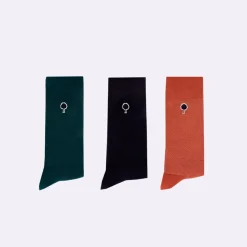 Chaussettes vegan x3 bleu marine, vert foncé et rose brique 43/46