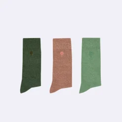 Chaussettes vegan x3 rose chiné, vert clair et foncé 39/42