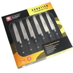 Coffret 6 couteaux à steaks lame acier lisse - Sabatier Trompette