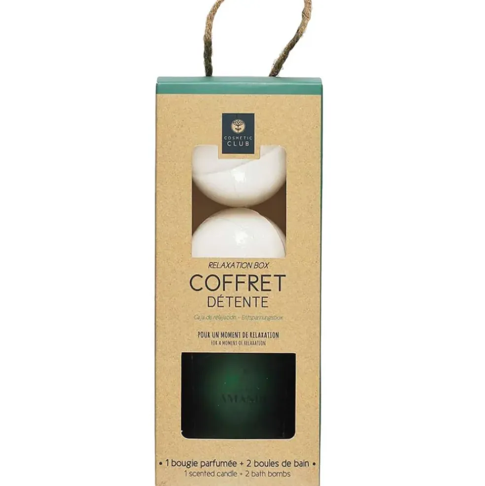 Coffret bougie parfumée et 2 bombes de bain senteur amande