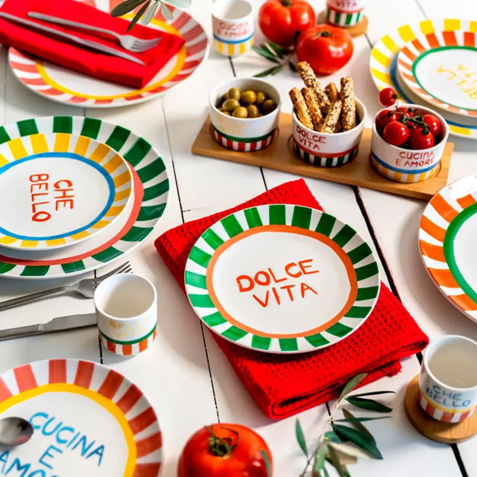 Coffret de 4 tasses à café en porcelaine multicolore 15cl - Dolce Vita