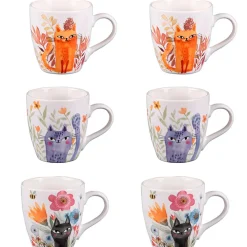 Coffret de 6 tasses en porcelaine chat 23cl - Savannah