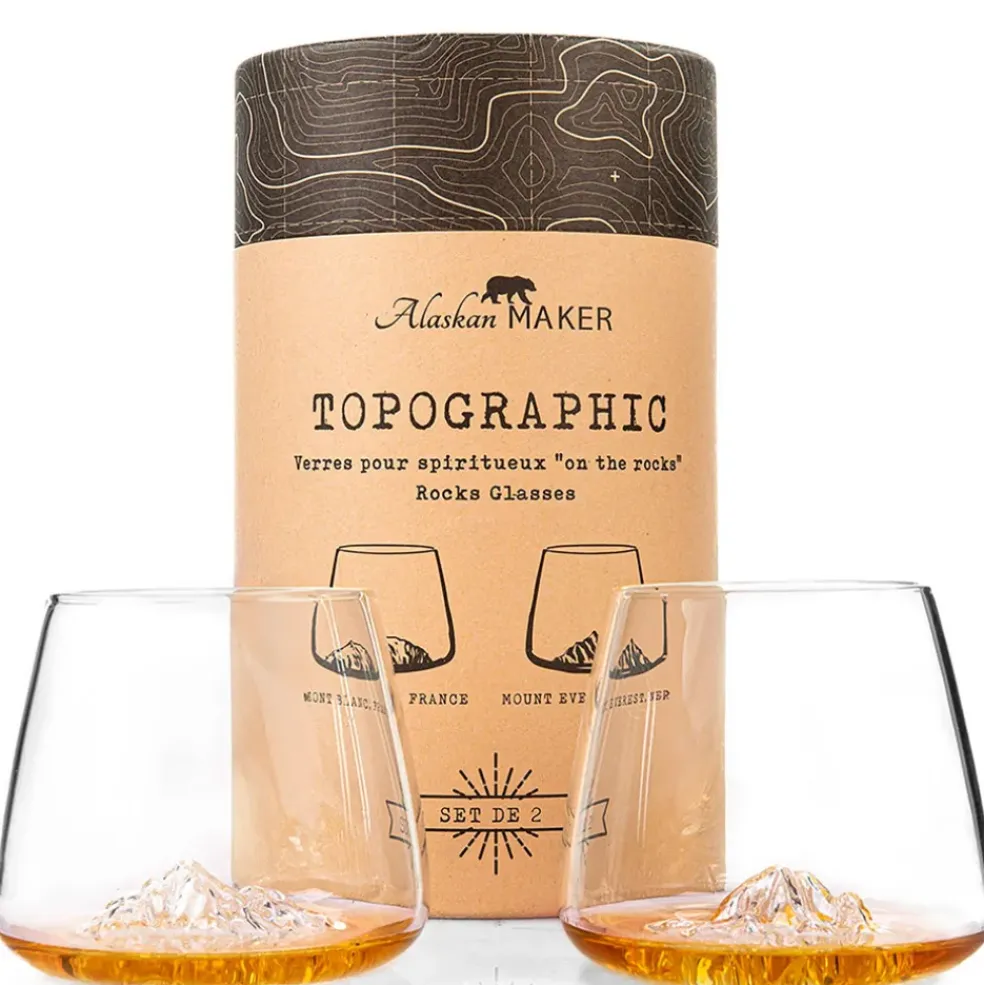 Coffret de 2 verres Mont Blanc et Everest - Topographic