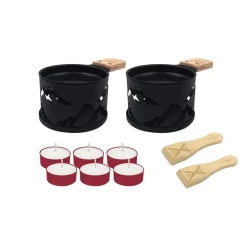 Coffret raclette à la bougie noir pour 2 - Montagne