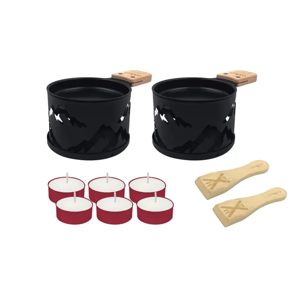 Coffret raclette à la bougie noir pour 2 - Montagne