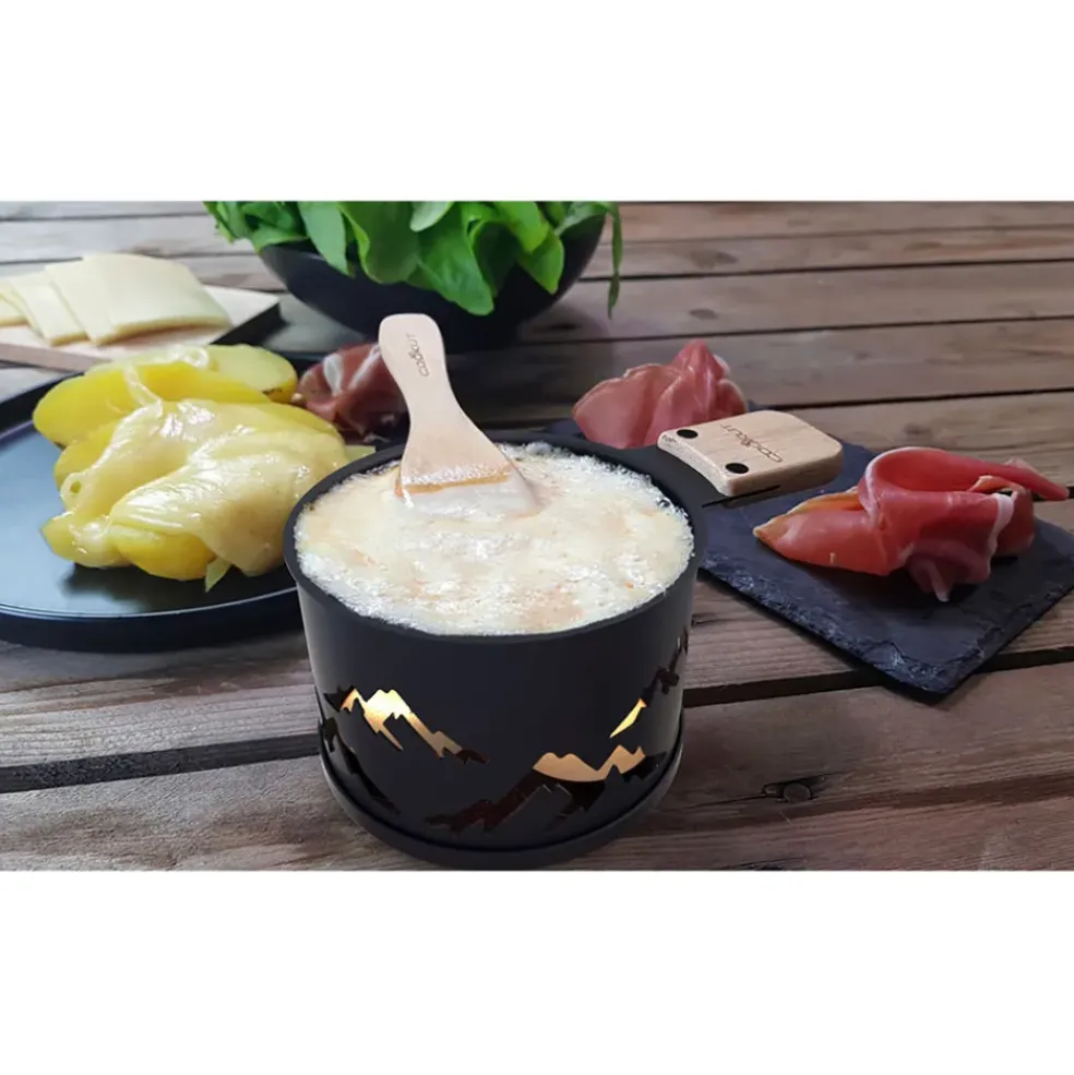 Coffret raclette à la bougie noir pour 2 - Montagne