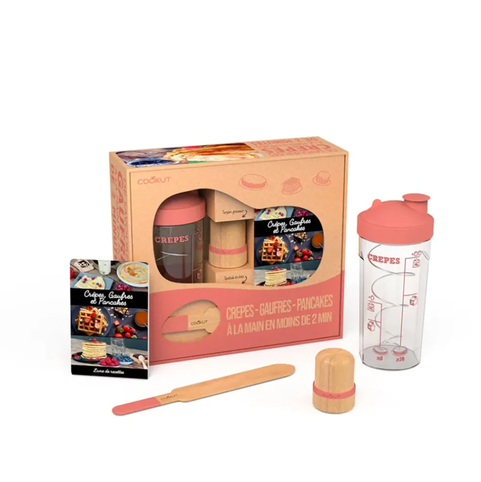 Coffret shaker tampon huileur et spatule crêpe - Guimauve