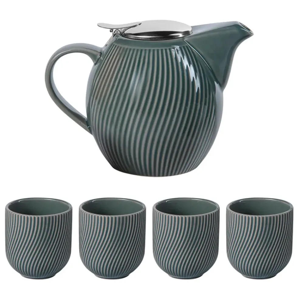 Coffret Théière 90cl + 4 gobelet gris - Mao