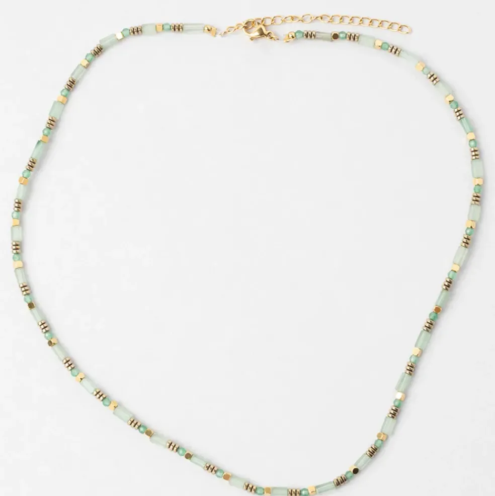 Collier en acier inoxydable vert d'eau l39cm