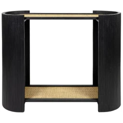 Console 2 niveaux en rotin et bambou noir - Saori