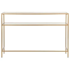 Console en fer et verre doré 120x33xh80.5cm - Eluminea
