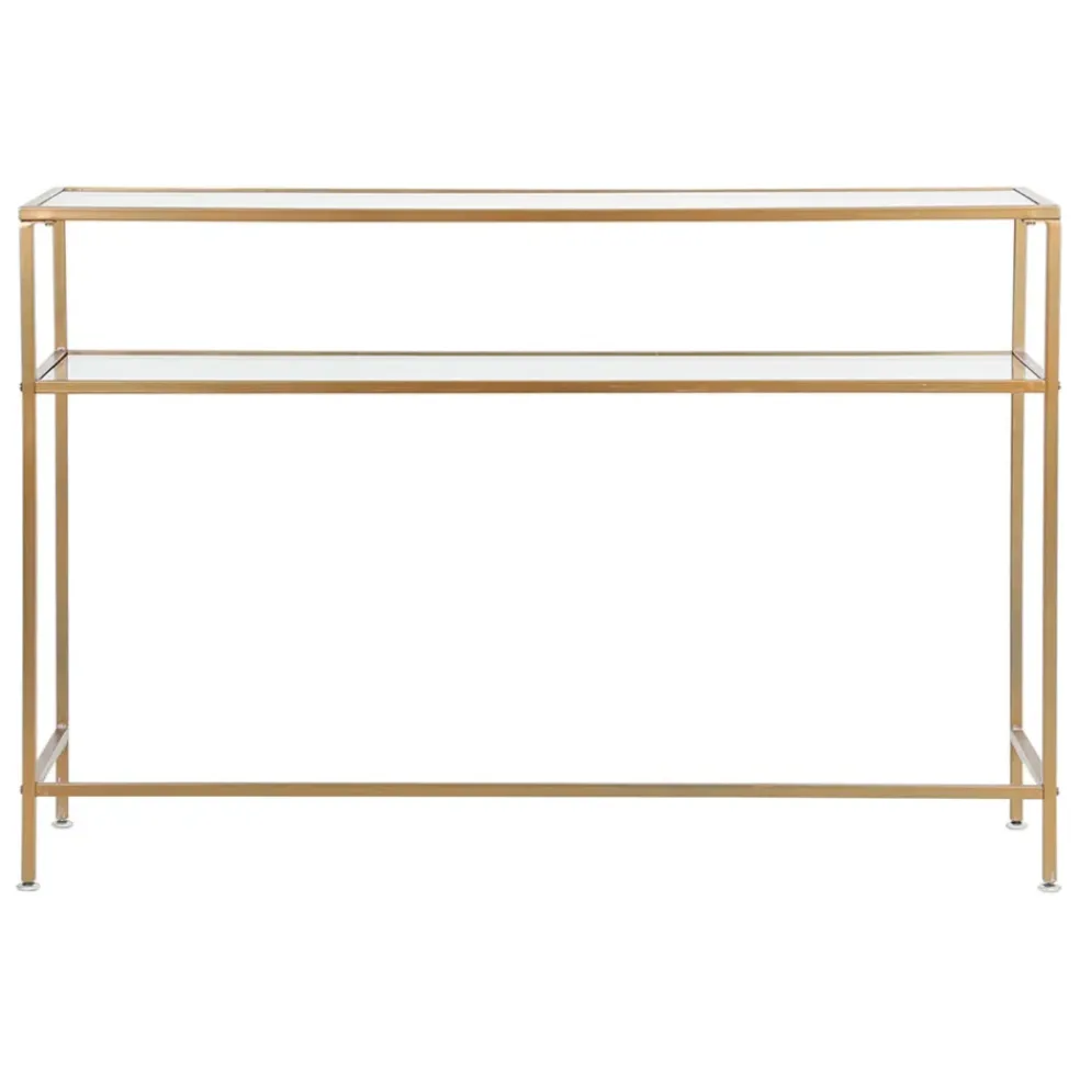 Console en fer et verre doré 120x33xh80.5cm - Eluminea