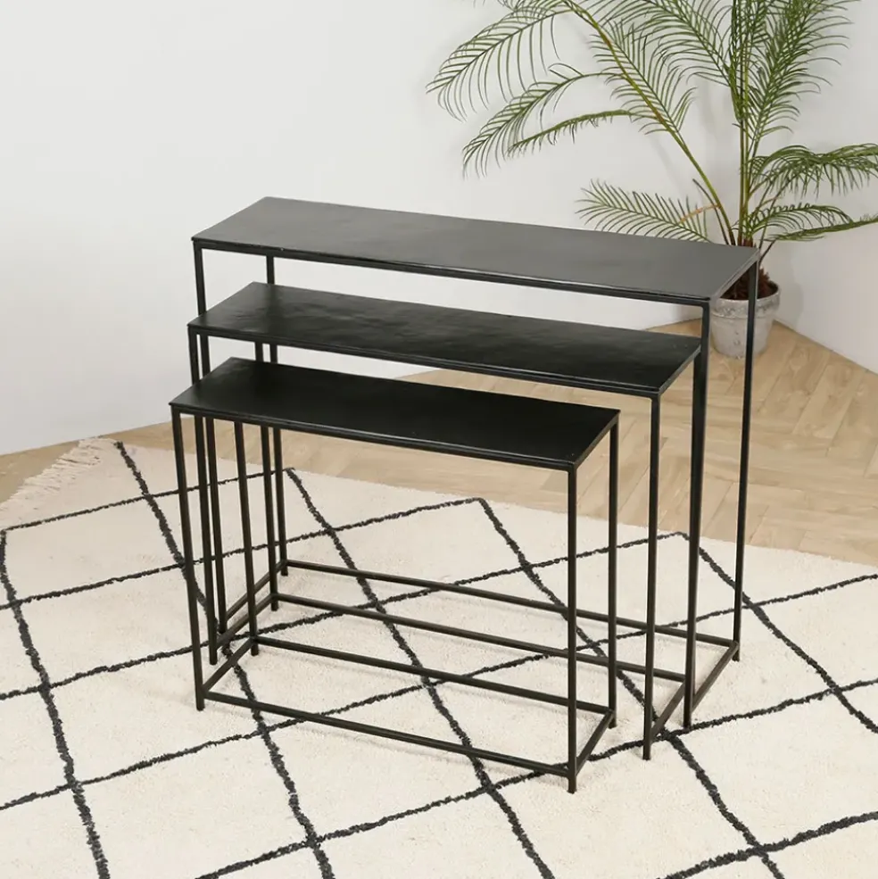 Console gigogne (x3) en fer noir - Felia