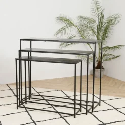 Console gigogne (x3) en fer noir - Felia