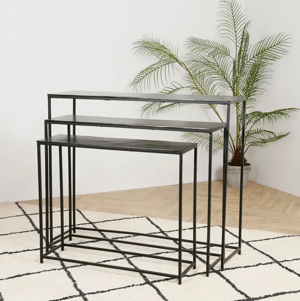 Console gigogne (x3) en fer noir - Felia