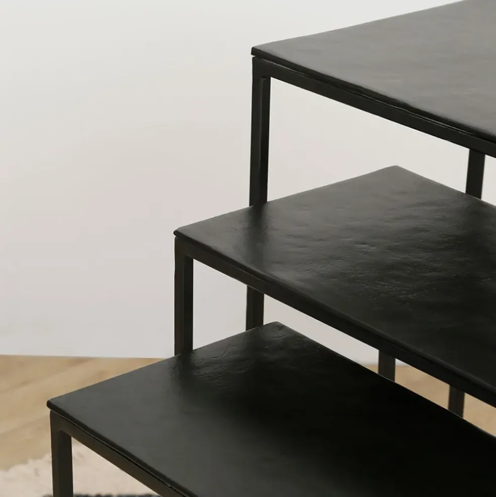 Console gigogne (x3) en fer noir - Felia