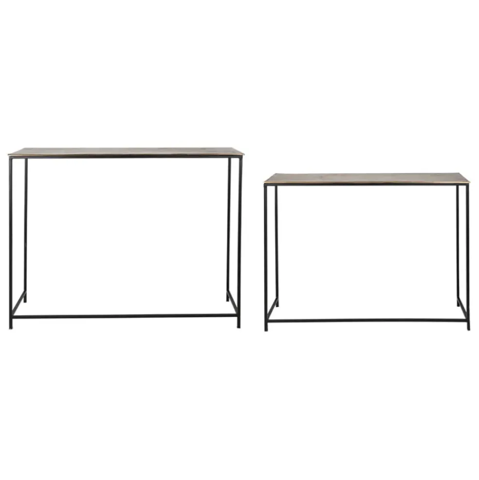 Console gigogne (x2) en fer doré - Felia