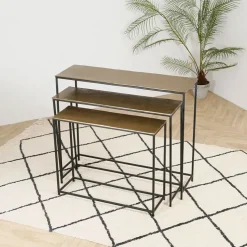 Console gigogne (x3) en fer doré - Felia