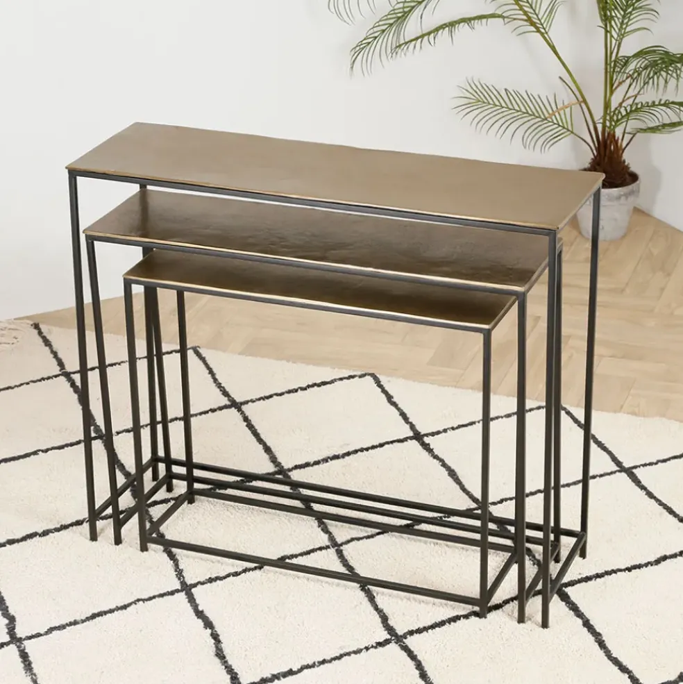 Console gigogne (x3) en fer doré - Felia