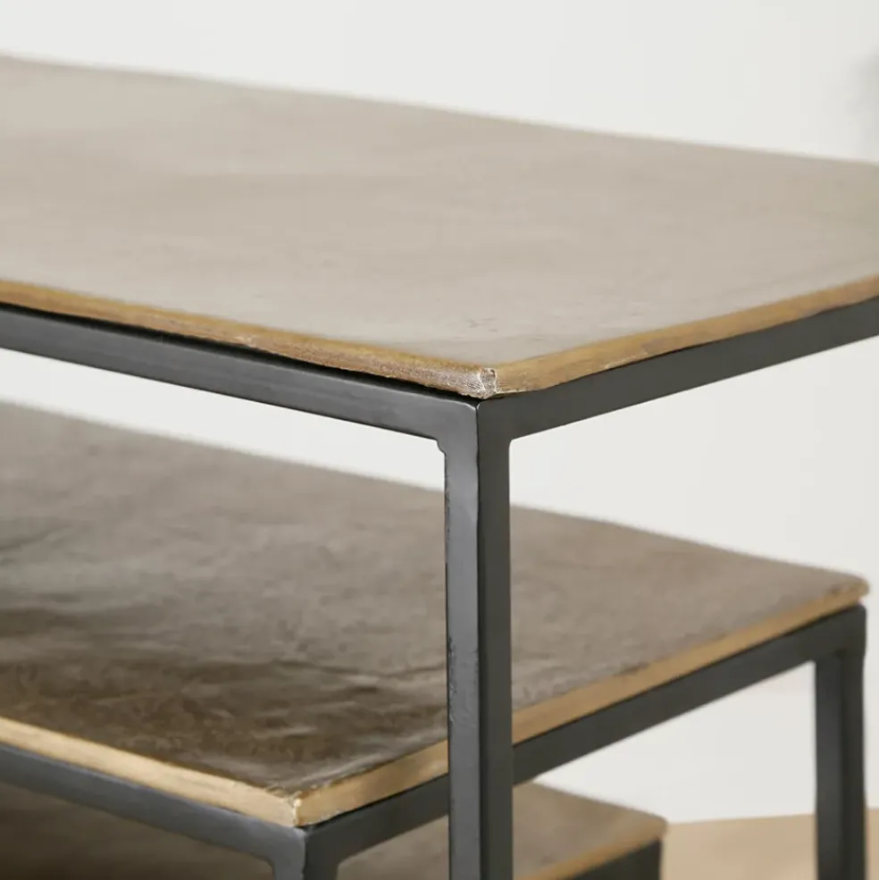 Console gigogne (x3) en fer doré - Felia