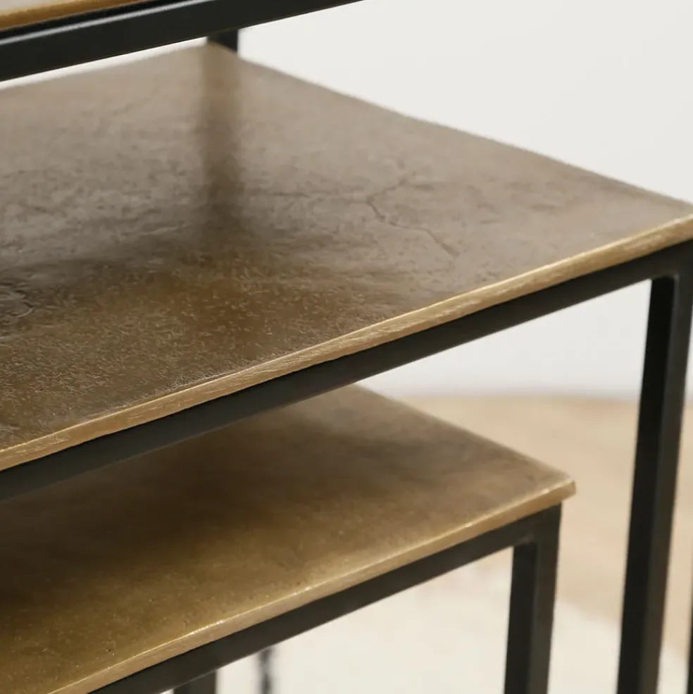 Console gigogne (x3) en fer doré - Felia