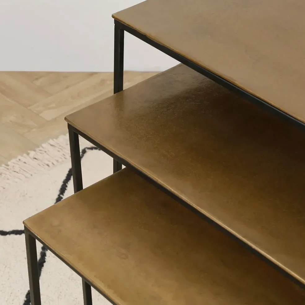 Console gigogne (x3) en fer doré - Felia