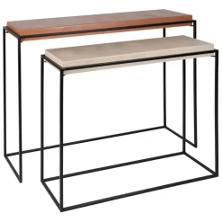 Console gigogne (x2) en fer terracotta et beige - Ario