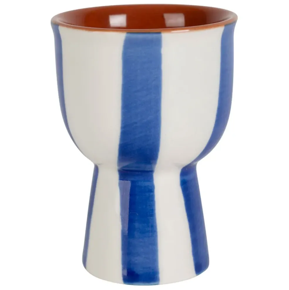 Coquetier en grès rayé indigo et blanc d4.5cm - Alaria