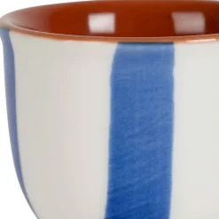 Coquetier en grès rayé indigo et blanc d4.5cm - Alaria