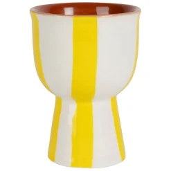 Coquetier en grès rayé jaune et blanc d4.5cm - Alaria