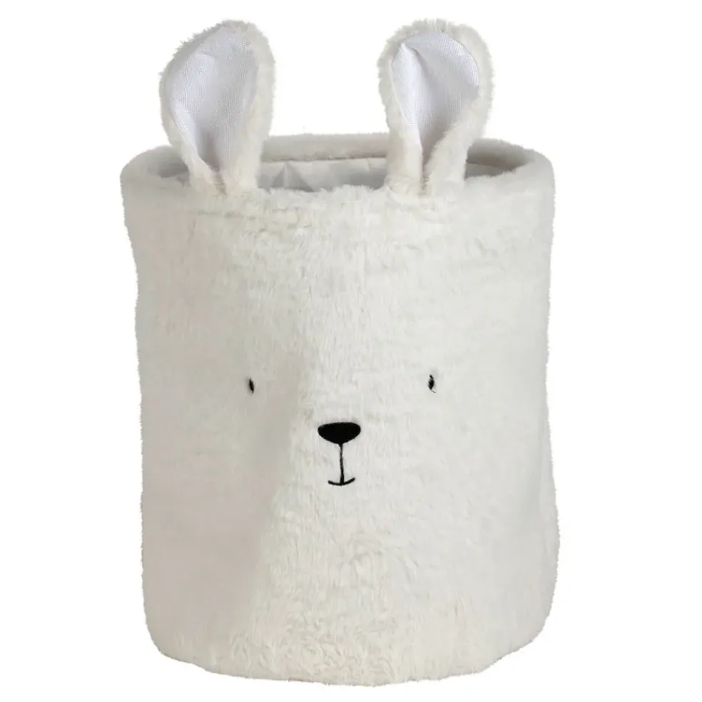 Corbeille ourson en velours écru h35cm - Songes
