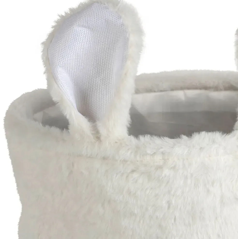 Corbeille ourson en velours écru h35cm - Songes