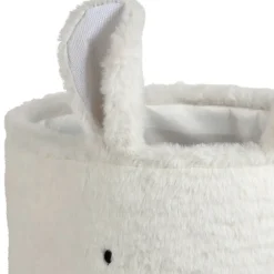 Corbeille ourson en velours écru h25cm - Songes