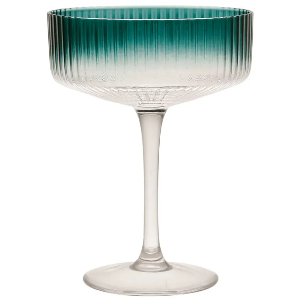 Coupe champagne striée en verre emeraude - Funny