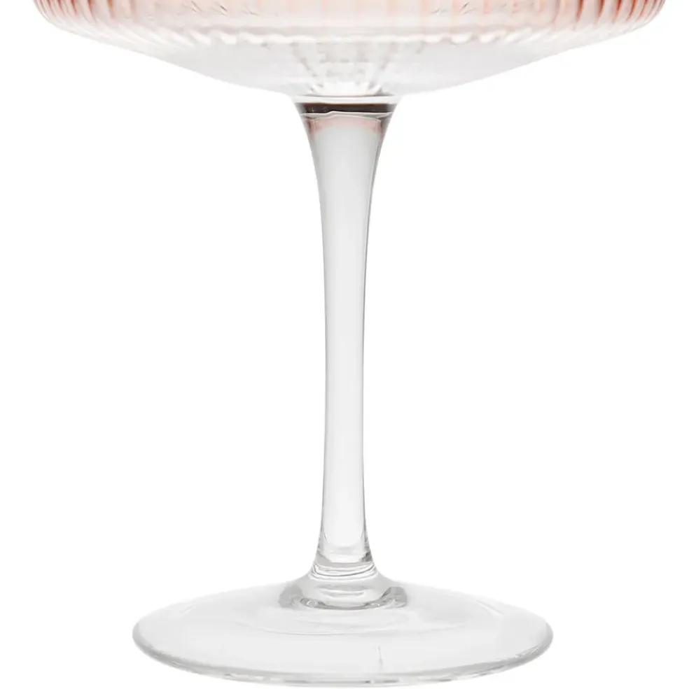 Coupe champagne striée en verre terracotta - Funny