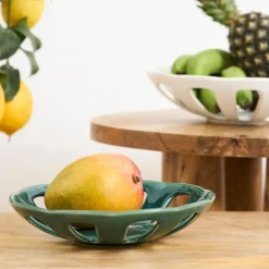 Coupe en grès émeraude moucheté d23cm - Organic
