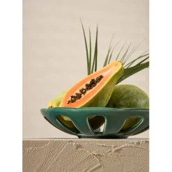 Coupe en grès émeraude moucheté d28cm - Organic