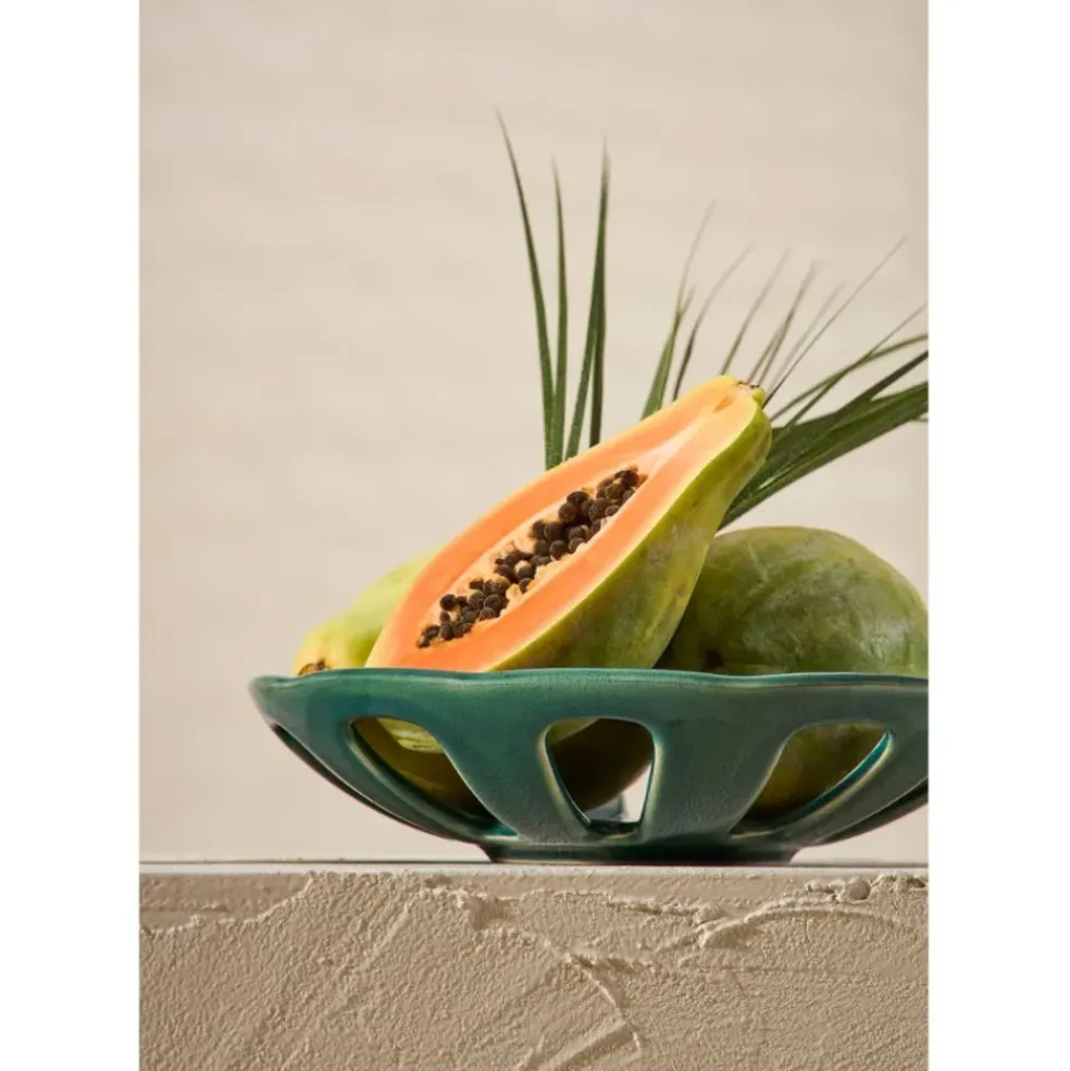 Coupe en grès émeraude moucheté d28cm - Organic