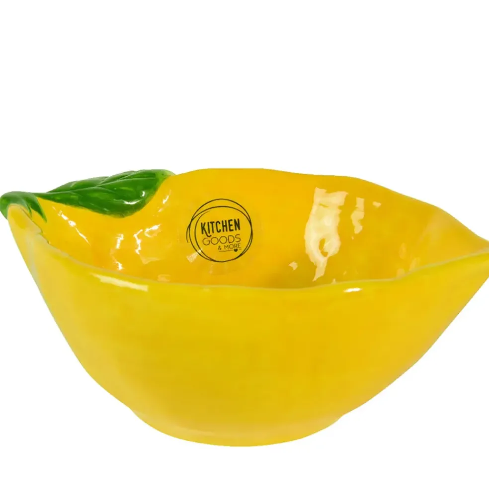 Coupelle citron en dolomite jaune 16x12cm