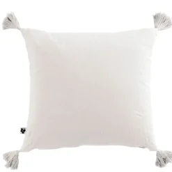 Coussin chantilly avec pompons en gaze de coton 40x40cm - Gaia